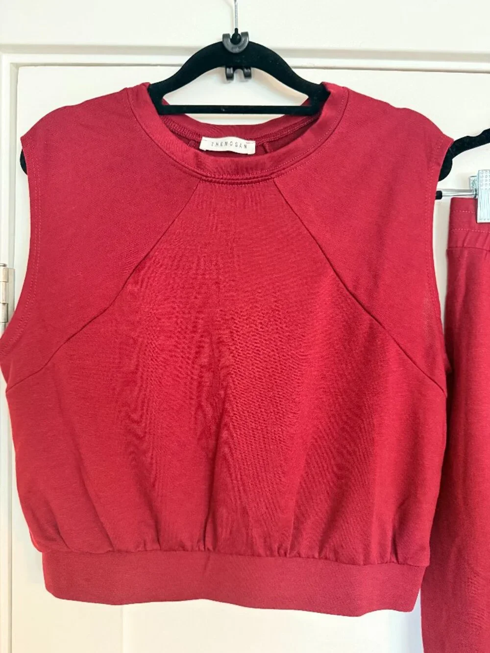TheMogan Womens Cranberry 2 Piece Cropped Tank With A Pencil Skirt Set Size Med